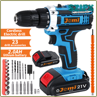 SZIPX 21V Cordless Drill Set, 23 Pieces Drill with 3/8" Keyless Chuck, 25 3 Clutch Drill with Work Light, Max Torque 45Nm, 2 Speeds XOIQP