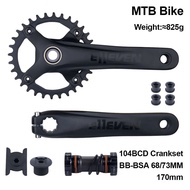 Bolany MTB Bicycle Crankset 32T Hollow Crank 104BCD Integrated Crank Chainring 170mm with BB91 Bottom Bike Cycling Ridin