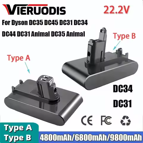 For Dyson 22.2V 6800mAh Type A/B Li-ion Vacuum Battery for Dyson DC35 DC45 DC31 DC34 DC44 DC31 Anima