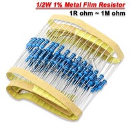 50PCS 1/2W 0R-2.2M 1% Metal Film Resistor 0.5W 1 10 100 120 150 220 270 330 470 1K 2.2K 4.7K 10K 100