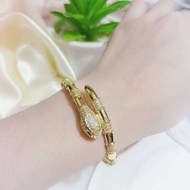 สร้อยข้อมือเริ่มต้น A-Z สำหรับผู้หญิงสร้อยข้อมือโซ่สแตนเลสสีทอง กำไลงู กำไลเพชร​