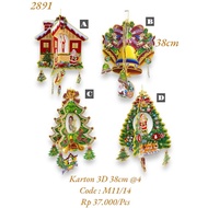 3D Cardboard Christmas Decorations 38cm 4 models