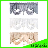 [Szgrqkj2] Short Curtain with Tassel Small Window Curtain Decoration Breathable Rod Pocket