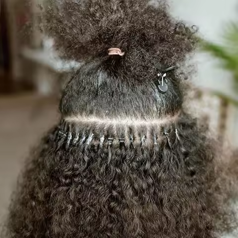 3B 3C Afro Kinky Curly Human Hair Brazilian Hair I Tip Microlinks Extensions Hair Bulk Natural Color