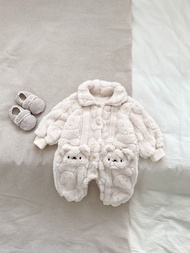 ชุดหมีทารกฤดูหนาวแบบอินสตาแกรมชุดอยู่บ้านชุดคลุมก้นบุขนชุดนอนมีกระเป๋าลายหมีน้อยน่ารักสุดๆชุดปีนเขา