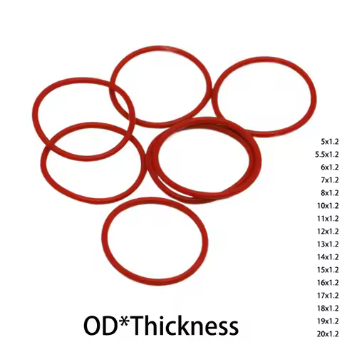 5 5.5 6 7 8 10 11 12 13 14 15 16 17 18 19 20*1.2mm OD*Thickness Red Silicone Rubber VMQ Washer ORing