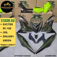 (STICKER TANAM/AIRBRUSH) RAPIDO COVER SET Y15 Y15ZR V1/V2 EXCITER RC-150 (59) DNLGM1 GREEN (HIJAU LU