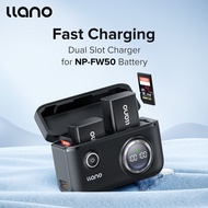 LLANO ที่ชาร์จกล้อง NP-FW50พอร์ตชาร์จคู่จอแสดงผลแอลอีดีพร้อมฟังก์ชั่นที่เก็บข้อมูล SD Card สำหรับ So