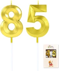 EAKE 85 or 58 Birthday Candles Gold Number 85th or 58th Candle Cake Topper for Men or Women Happy Bi