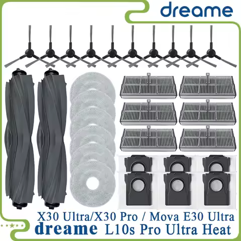 Dreame L10s Pro Ultra Heat, Dreame X30 Ultra / X30 Pro, Mova E30 Ultra Parts Main Roller Side Brush 