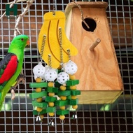 Homyl Parrot Playground Toy Wooden Chew Swing for Large Bird Cage Accessories for Budgie Cockatoo Ma