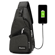 Men’s Anti Theft Chest Sling Bag with USB Port for Powerbank