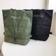 日本 Ne-net NYA 黑綠色尼龍布 手提 背囊
