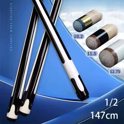JIANYING 147cm Pool Cue 1/2 Spilt Center Joint Stick Snooker Eight Ball Billiard Cues Black White Sh