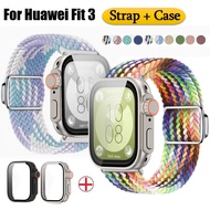 New Rainbow Strap+Case For Huawei Watch Fit 3 Strap PC Hard Huawei Watch fit 3 Case Nylon Huawei fit