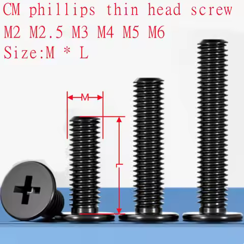 10pcs-50pcs black steel Flat phillips Ultrathin head screw m2 m2.5 m3 m4 m5 m6 length 3mm to 30mm