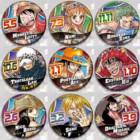 One Piece Anime Badge Pin Backpack Accessory Ace Luffy Zoro Robin Sanji Birthday Cosplay Merchandise