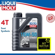 LIQUI MOLY MOTORBIKE 4T 15W-50 15W50 STREET (1 LITER)-2555 API SL, JASO MA2 Semi Synthetic motul yam