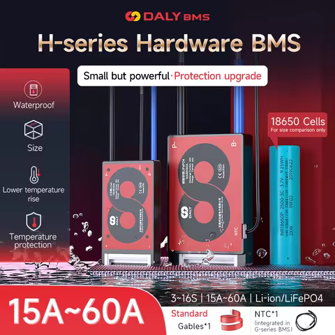 DALY BMS Li-ion 10S 36V 13S 48V 16S 60V LFP 4S 8S 16S BMS WITH NTC 15A 20A 40A 60A For 18650 batteri