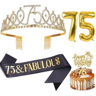 Birthday Decorations for Women, Fabulous Birthday Sash, Birthday Crown and 32inch Digital Foil ballo