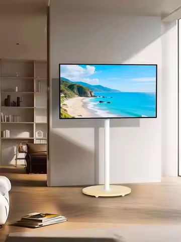 Heavy Duty Mobile TV Floor Stand for 40-75 Inches White Height Adjustable TV Mount Cart Stand with H