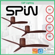 Spin Savannah 43" / 52" / 60"  Smart Walnut Grain Designer DC Ceiling Fan with Optional LED