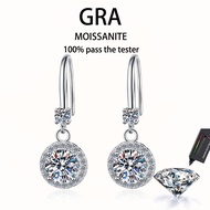 【 GRA Certificate Attached 】 1CT moissanite earrings, round tassel earrings S925 pure silver platinu