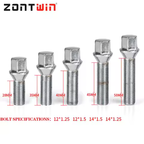 5Pieces NUTS SUIT FOR BMW X1X3X5X6X73Series 28/35/40/45/50/55/60mm lengthen Steel Wheel Bolts M14 x 