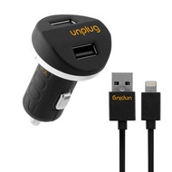 月の光 - Unplug 法國工藝Apple專用 2A雙USB 皮革 高速汽車充電器 (附Lightning充電傳輸線) 4897039461539
