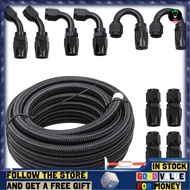 Sinhopsa 6AN Fuel Line Kit 20FT Nylon Braided Hose 10PCS Swivel Fitting Adapter Black -76°F to 446°F
