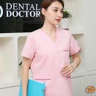 【Ready Stock】❀ baju scrub medical Pink cotton wash clothes short-sleeved suit Women's maternity and obstetrics Children's pet hospital sister-in-law long-sleeved work