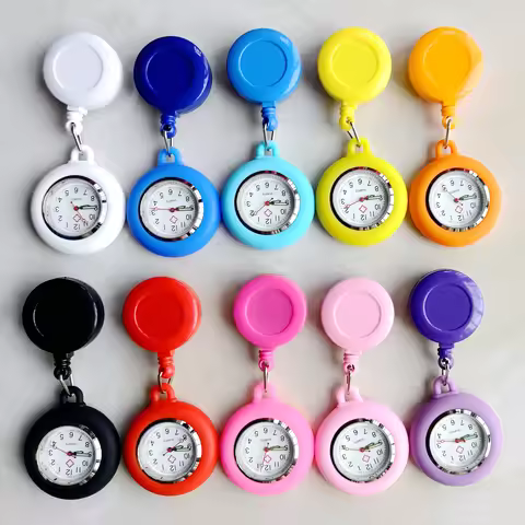 Retractable Blank Simple Nurse Doctor Hospital Pocket Watch Badge Reel Clip Hang Colourful Pendant D