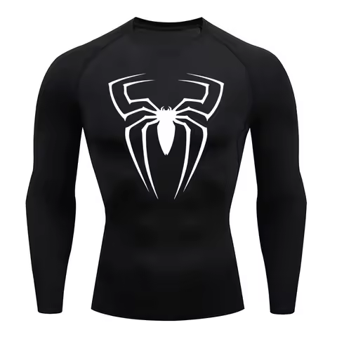 Men's Compression Shirt Long Sleeve T-Shirt Sun Protection Second Skin Breathable Quick Dry Rashgard