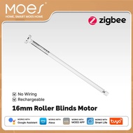 MOES Tuya ZigBee Smart Roller Blinds Motor 16mm Rechargeable Shade Driver for 17/25/28mm Tubes Works