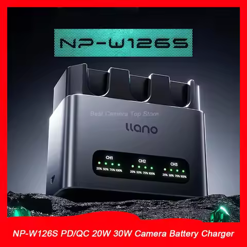LLANO NP-W126S PD/QC Fast Charger-Storage Box Type-C for Fuji XT30 XT50 XS10 Camera Battery Accessor