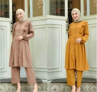 PROMO!!! ONE SET JUMBO LONG TUNIK RAYON CRINKLE SET CANTIK LONG TUNIK WANITA POLOS MODEL TRENDY 2022