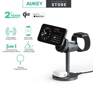 AUKEY LC-MC312 MagFusion Z Qi2 MFW 3-dalam-1 15W Stesen Pengecasan Wayarles Pantas Magnetik Boleh Li