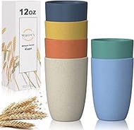 Wheat Straw Cups 6 PCS Good Alternative to Plastic Reusable Cups 12 oz Unbreakable Drinking Cup Reus