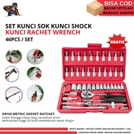 46 PC Socket Set Full Complete Socket Tool Kit Socket Shock Sock 46 pcs Socket Set 1/4