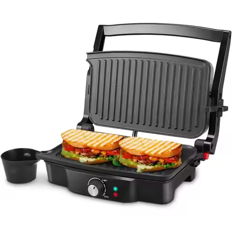2 Slice Electric Sandwich Maker, Non-Stick Coated Plates, Opens 180 Degrees for Cooking Breakfast Sn