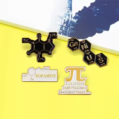 Math Chemical Science Enamel Pin Dopamine Ge Ni U S Molecular Structure π Brooches Badges Backpacks 