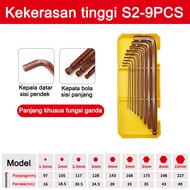 ( Beli 1 gratis 1)Kunci L Hex Ballpoint Set 9 pcs Ext Premium Kunci L Kombinasi Vanadium Chrome/kunc
