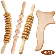 GURU 4PCS Wooden Massage Roller Stick Wood Therapy Massage Tools Maderoterapia Colombiana Anti-Cellu