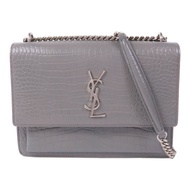 SAINT LAURENT 牛皮皮革Sunset Medium銀扣鏈帶肩背袋