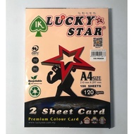 【1PACK=100SHEET ! ! !】LUCKY STAR A4 2 SHEET CARD 120GSM 100’s (LIGHT COLOUR)(Price For 1Pack)