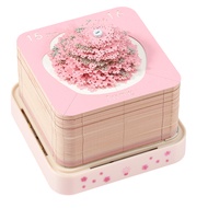 3D Desk Calendar Creative 3D Art Calendar with Light Cherry Tree Shaped Calendar Memo Pad Battery Po