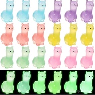 18 Keping Patung Resin Kecil Bercahaya, Bahan Alpaca, Anak Patung Alpaca Resin Mini Comel, 6 Warna H