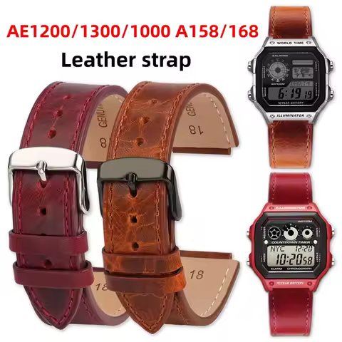 Retro Genuine Leather strap For Casio AE1200 AE1300 AE1000 A158 A168 Vintage Cowhide Watch band conv