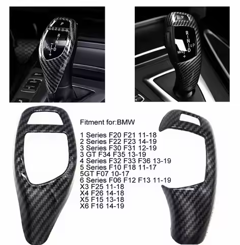 Car Carbon Fiber Texture Gear Shift Panel Frame Gear Knob Cover Head Trim for BMW F30 F10 F15 F07 F2