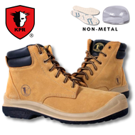 KPR L-222 Water-Resistant Wheat Suede Mid-Cut Lace-Up Safety Shoes/Boots (Metal-Free) with Impact (Toecap) &amp; Anti-perforation (Midsole) Protection